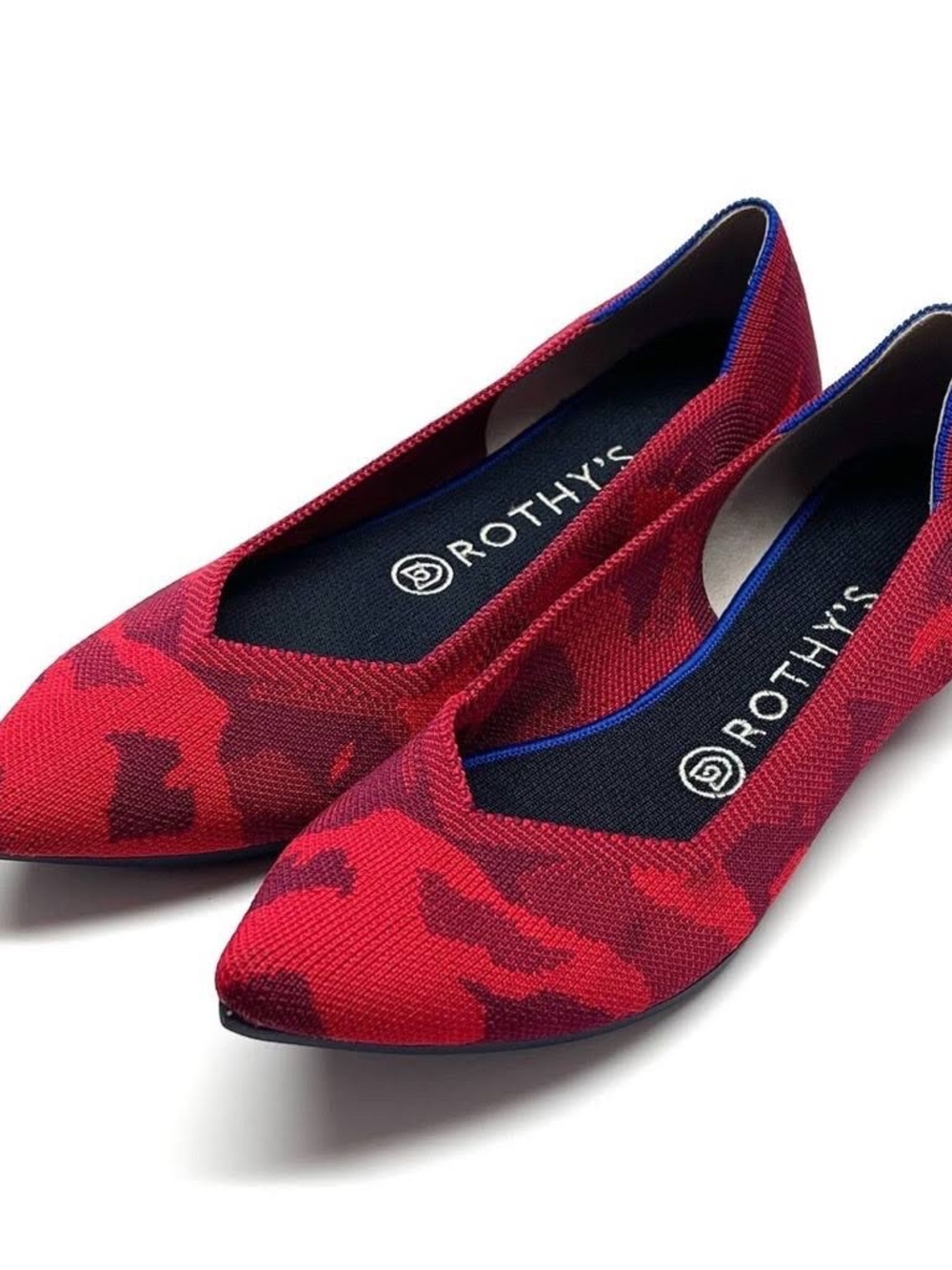 Rothy's The Point Red Camo Flats, Size 10